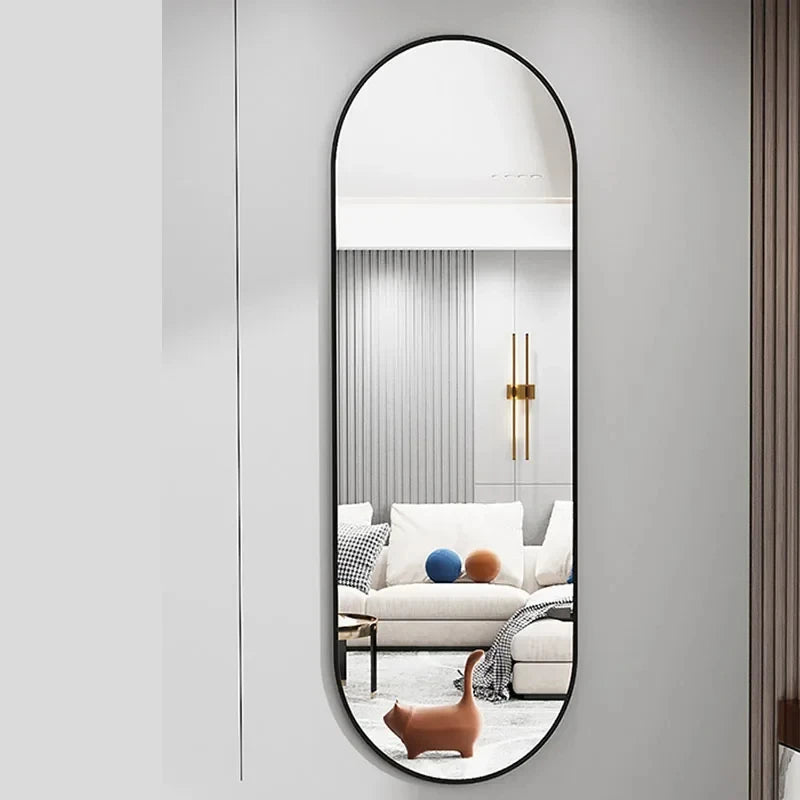miroir de maquillage suspendu design ovale en métal pleine longueur - vue 7 sur 6
