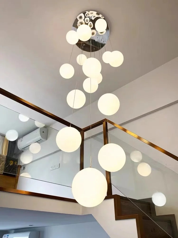 lustre moderne nordique pour loft duplex hôtel hall - vue 4 sur 24