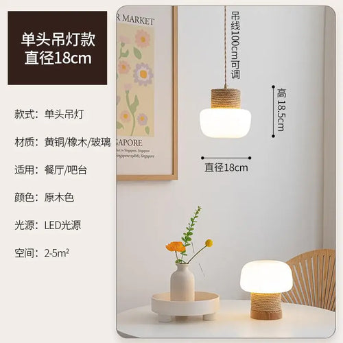 suspension wabi-sabi en verre blanc avec corde de chanvre - vue 9 sur 10