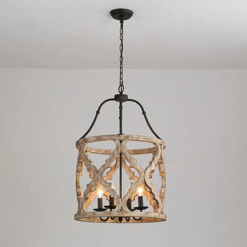 lustre en bois créatif américain rural pour boutiques et restaurants - vue 4 sur 8