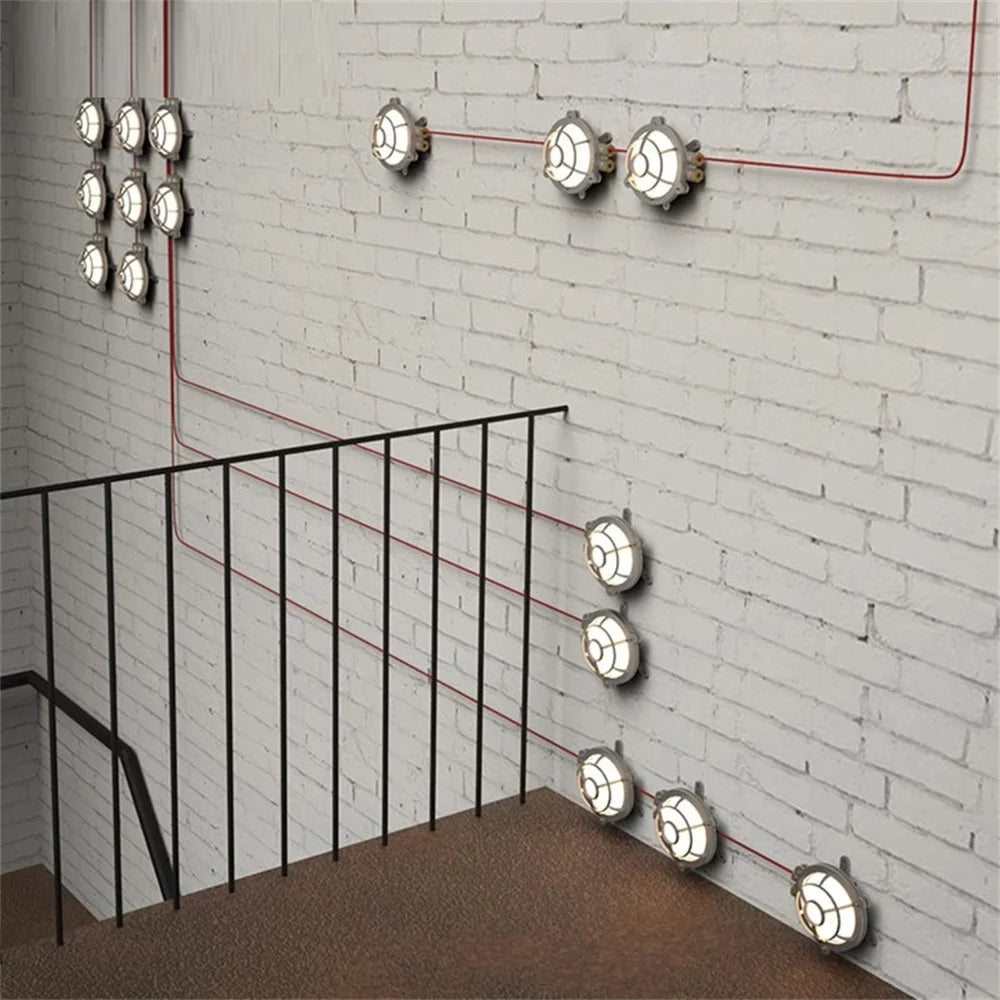 applique murale industrielle vintage éclairage extérieur étanche en fer et verre - vue 4 sur 6