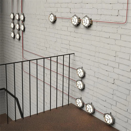 applique murale industrielle vintage éclairage extérieur étanche en fer et verre - vue 5 sur 6