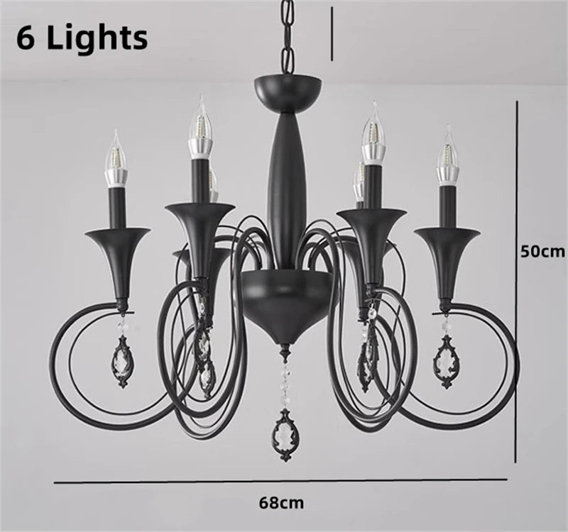 lustre en fer de style campagnard européen et américain pour intérieur - vue 3 sur 6