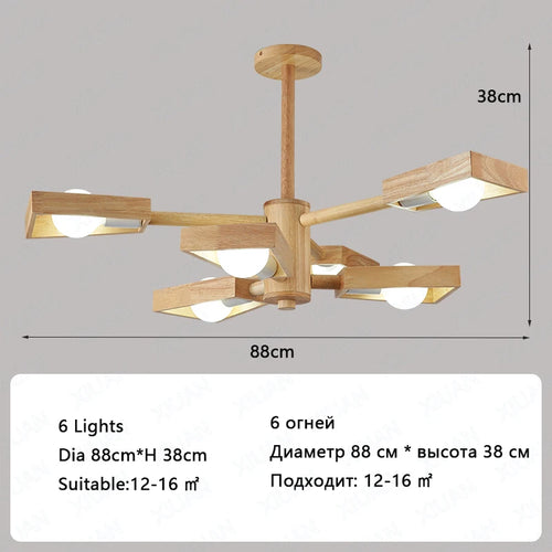lustre suspendu en bois d'éclairage d'arbre nordique pour décoration - vue 9 sur 10