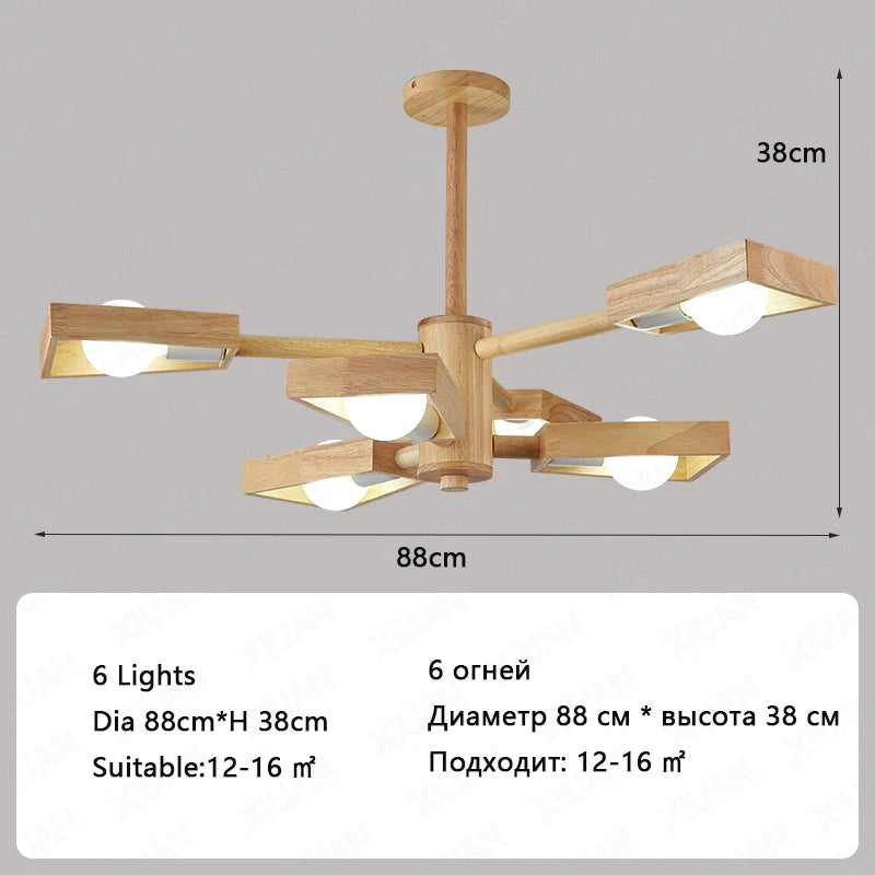 lustre suspendu en bois d'éclairage d'arbre nordique pour décoration - vue 8 sur 10