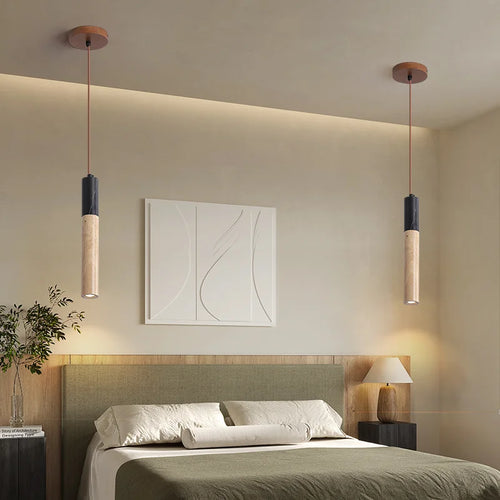 suspension vintage en pierre naturelle avec abat-jour cloche - vue 4 sur 6