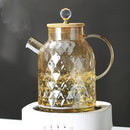 Bouilloire verre couvercle bambou filtre amovible infusions