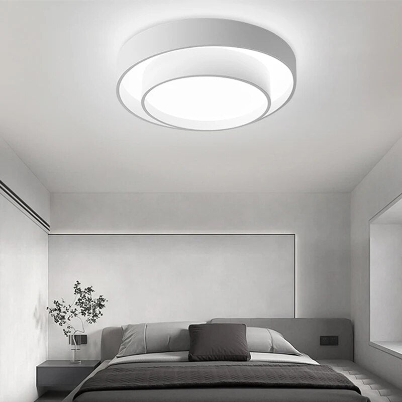 Plafonnier moderne led minimaliste blanc double rond - vue 3 sur 18
