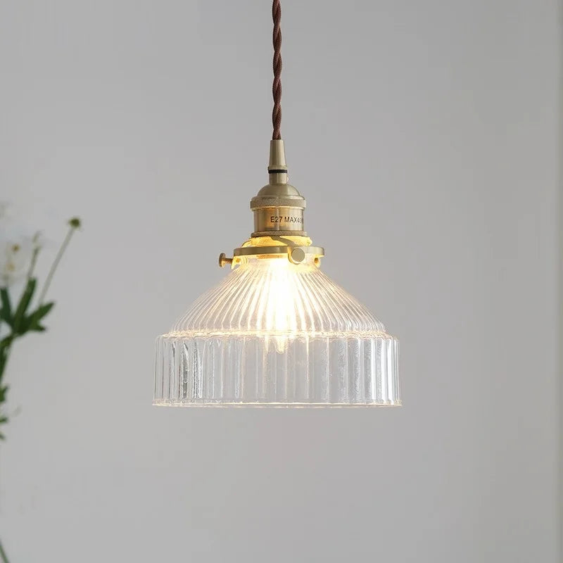 suspension vintage en laiton et verre japonais pour éclairage de maison