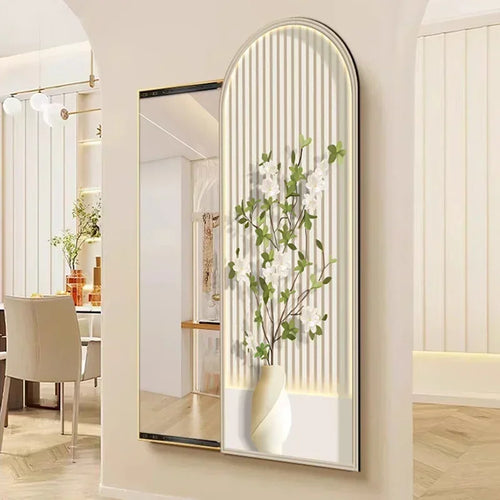 miroir carré nordique décoratif avec cadre floral esthétique - vue 6 sur 9