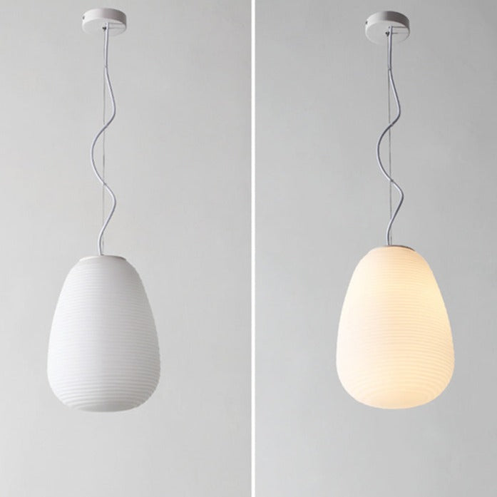 Suspension design LED en verre blanc laiteux Caligari - vue 8 sur 12