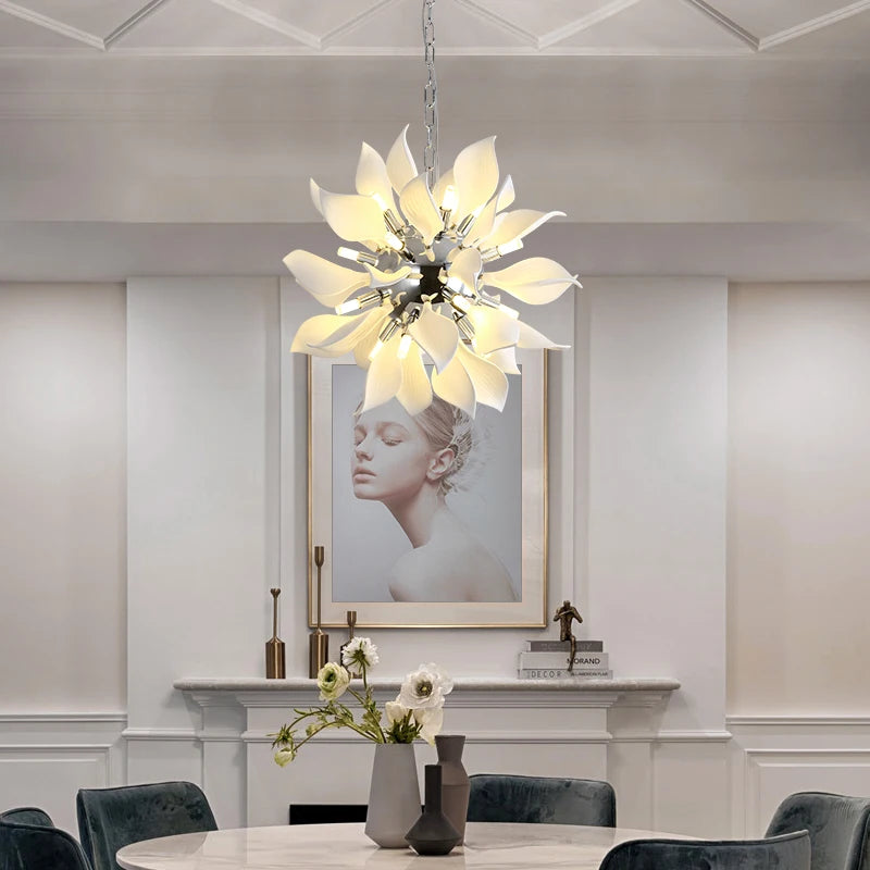 lustre de luxe moderne en céramique pétale pour utilisation magasin - vue 3 sur 9