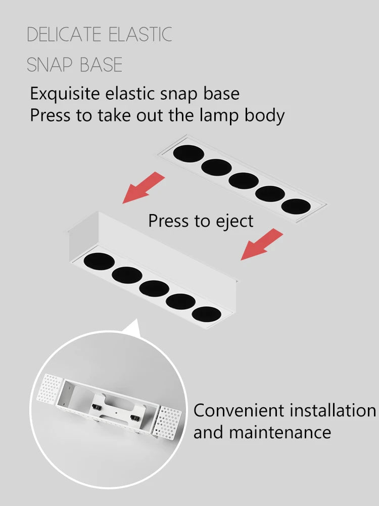 projecteur led intégré sans bordure longue grille carré foco