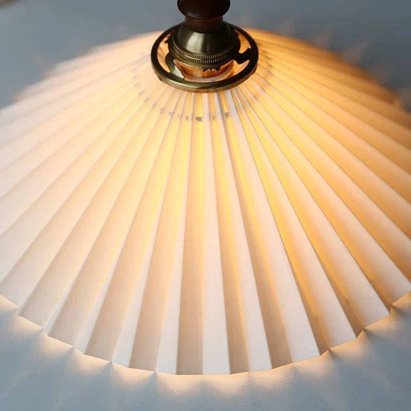 lustre plissé rétro japonais en noyer nordique pour intérieur - vue 4 sur 14