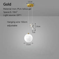 Suspension LED moderne d'astronaute pour chambre d'enfant Design de lune veilleuse chambre d'enfant