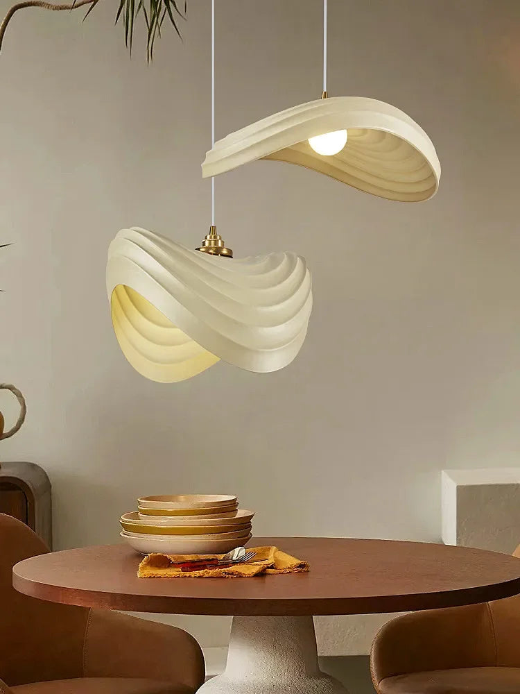 Nordic Minimalist Wabi Sabi Cream Style LED Dining Room Cafe Pendant Light Restaurant Bar Loft Home Decor Lamp Stairs Chandelier - vue 3 sur 19