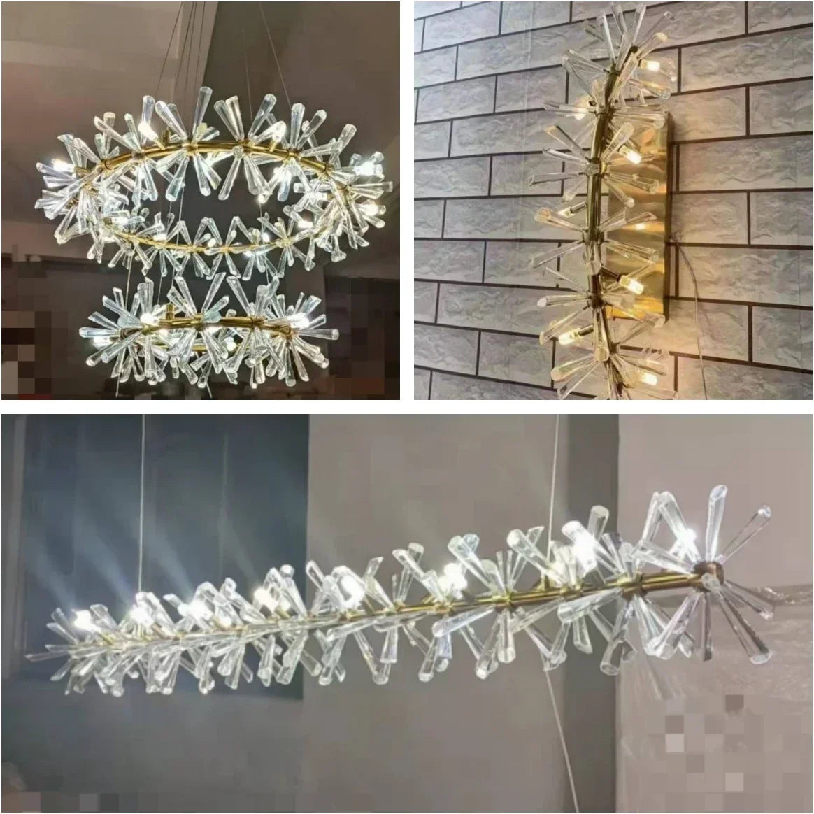 suspension moderne en cristal transparent pour décoration intérieure - vue 3 sur 13