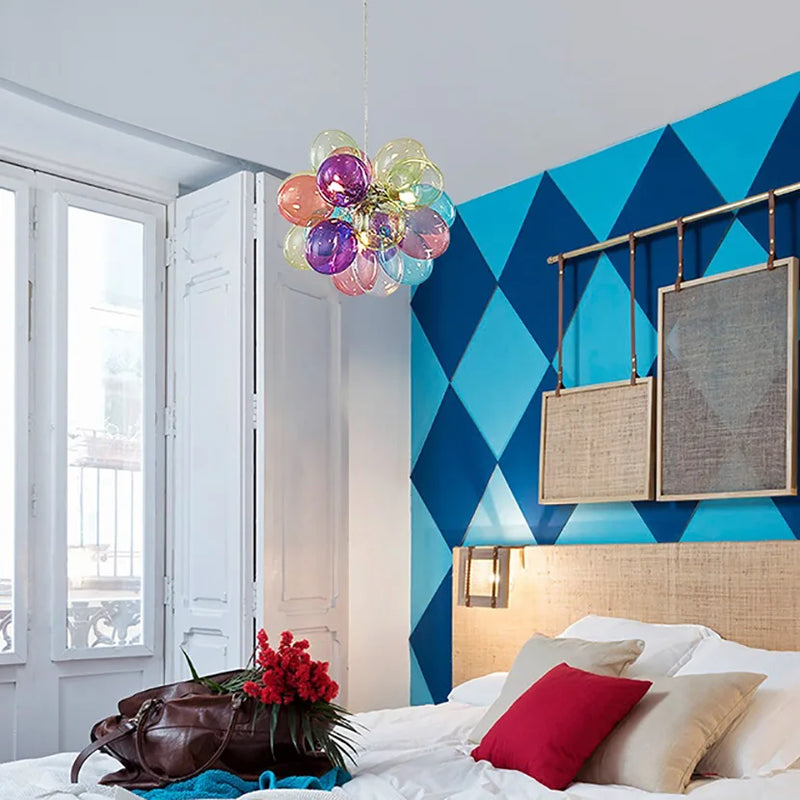 lustre led en boule de verre bulle suspension décoration