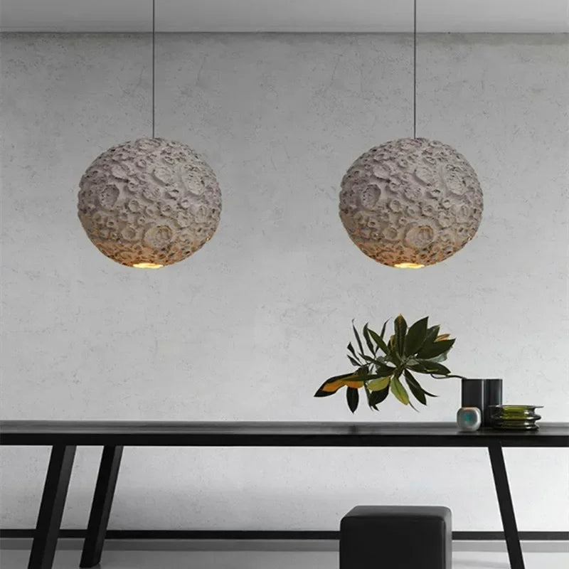 Japanese Wabi Sabi Style Chandelier Living Room Lamp Dining Room Coffe Store Planet Designer Grey Pendant Lamps Loft Decor Light - vue 3 sur 8