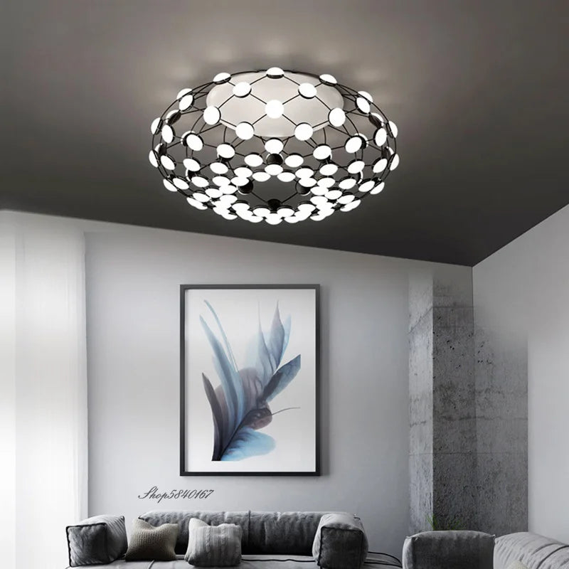 Postmoderne Créatif Noir Et Blanc Pièces D'échecs Suspension Lumière Grille Lustre Suspension Pour Salle à manger Salon Lumière Lampe À Led - vue 4 sur 9