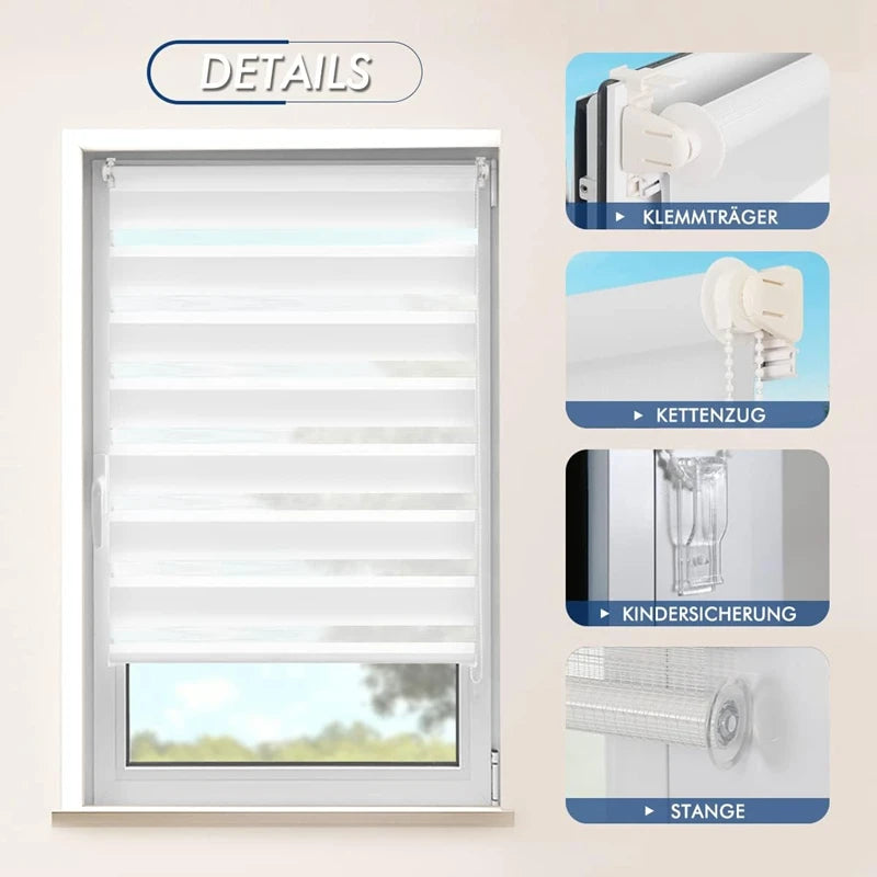 Store enrouleur duo translucide occultant sans percage fenetre