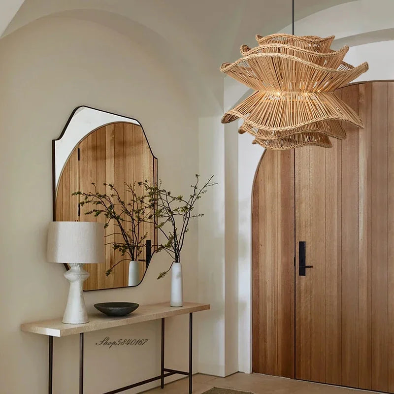 Lampe créative en rotin à plusieurs niveaux - vue 7 sur 8