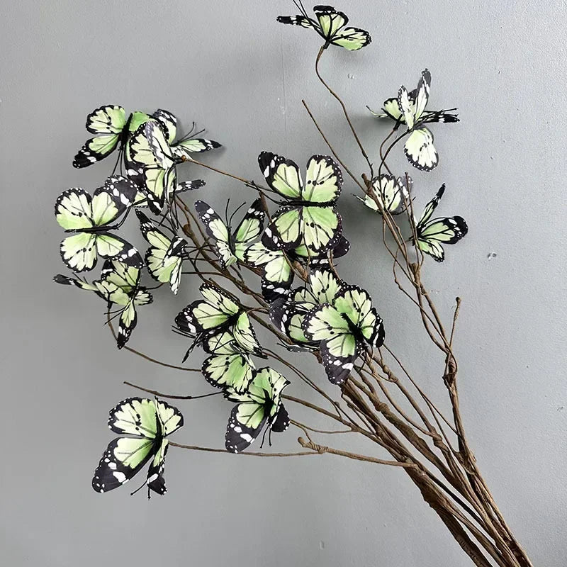 branche de papillon artificielle avec fausses fleurs décoratives pour jardin - vue 2 sur 13