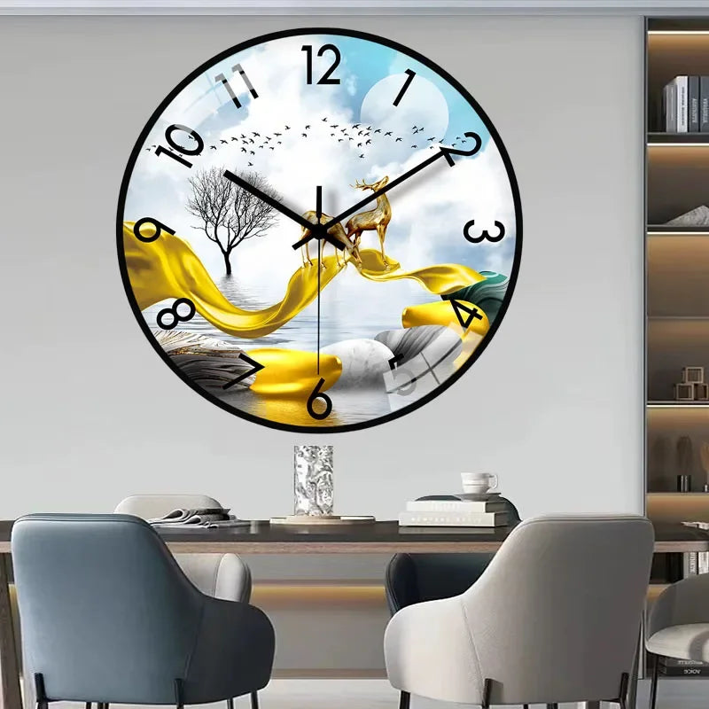 horloge murale en verre design moderne style chinois créatif et muet - vue 6 sur 11