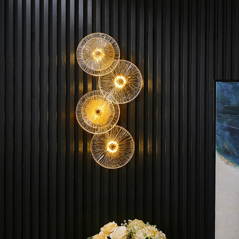 applique murale ronde moderne en cristal avec lumières led nordiques - vue 3 sur 13