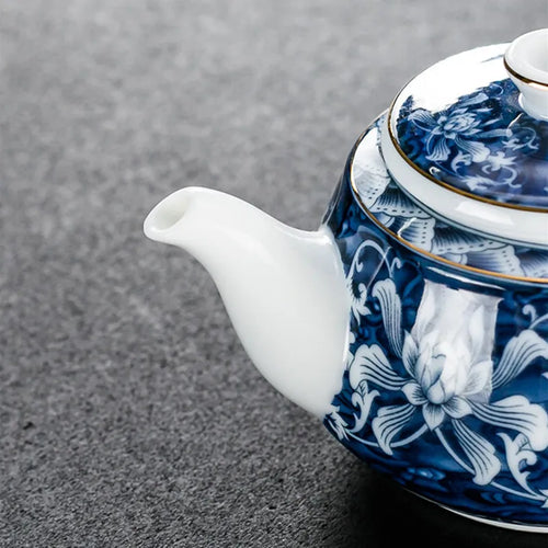 Théière chinoise 200ml artisanale porcelaine motif traditionnel portable