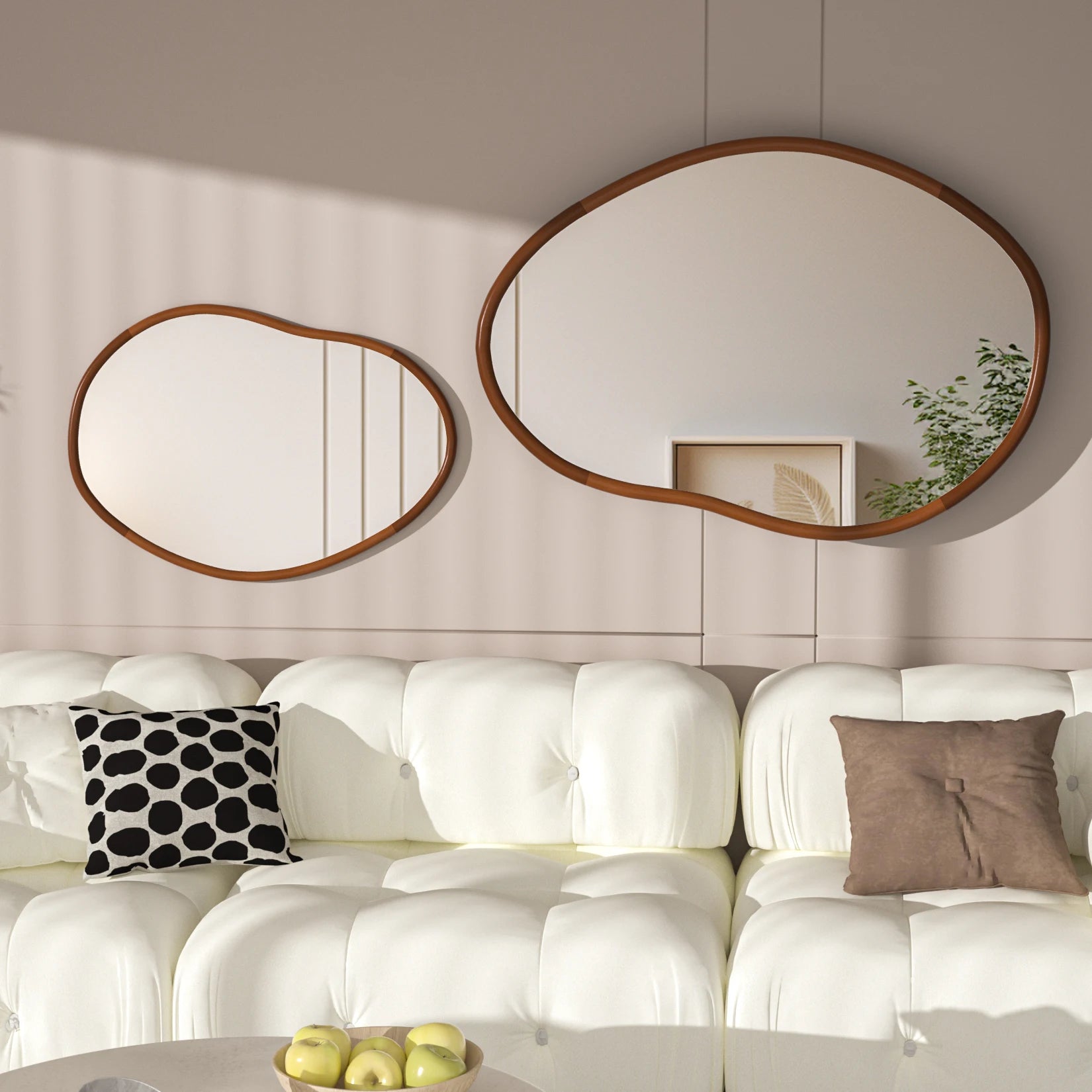 miroir mural décoratif grande taille avec cadre en bois massif - vue 4 sur 7