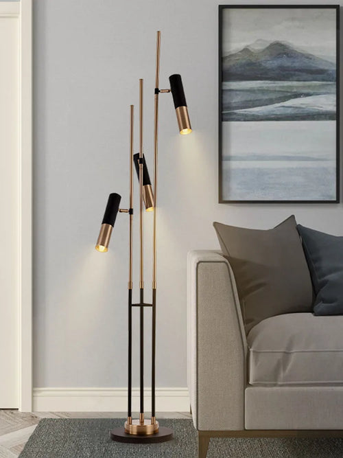 lampadaire minimaliste postmoderne en fer à trois têtes