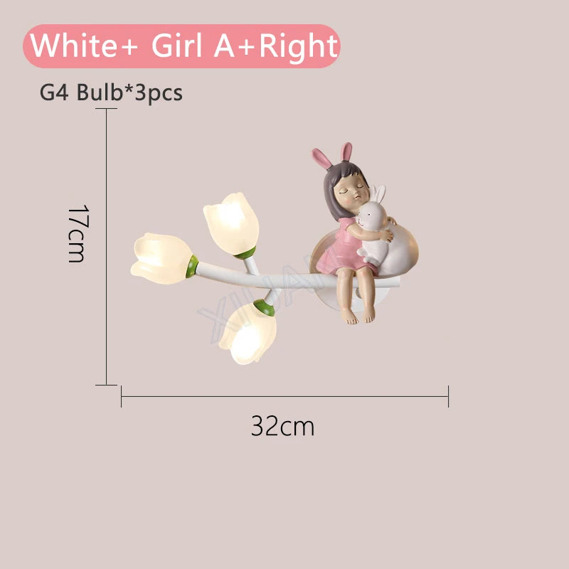 applique murale led g4 fille lapin fleur pour enfants - vue 17 sur 22