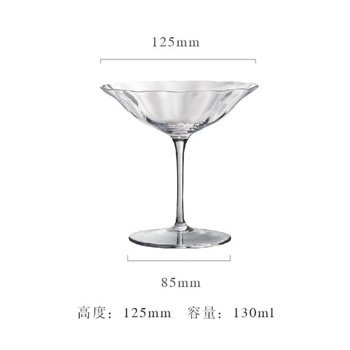 Verres à vin cristal style rétro rayures fleurs