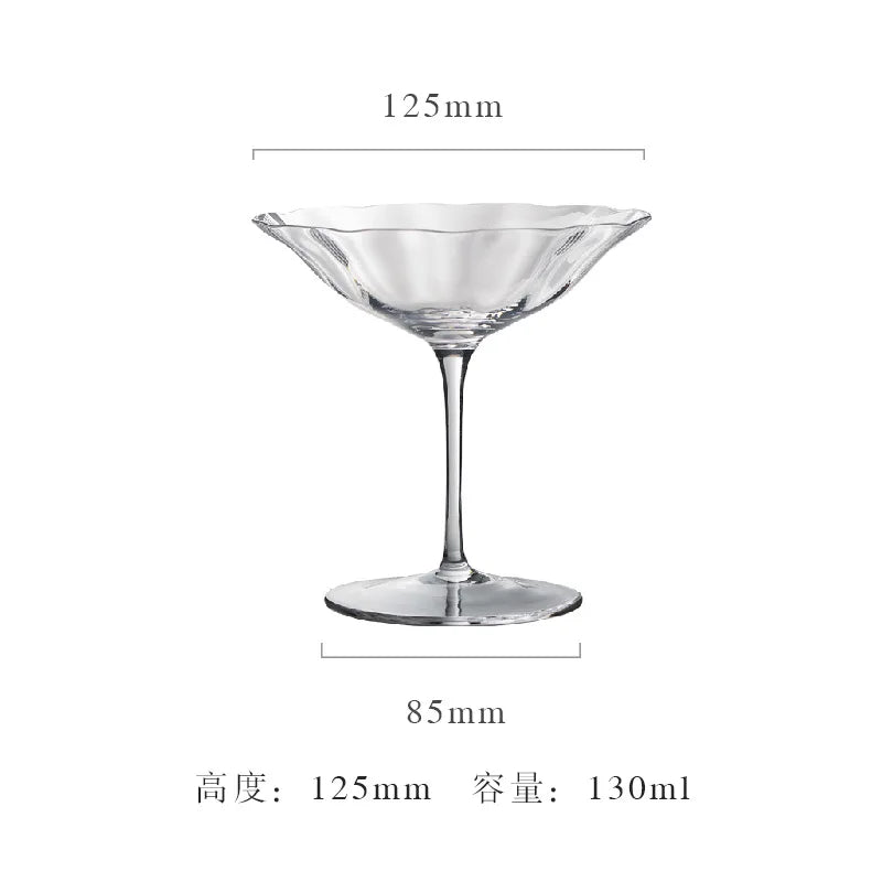 Verres à vin cristal style rétro rayures fleurs