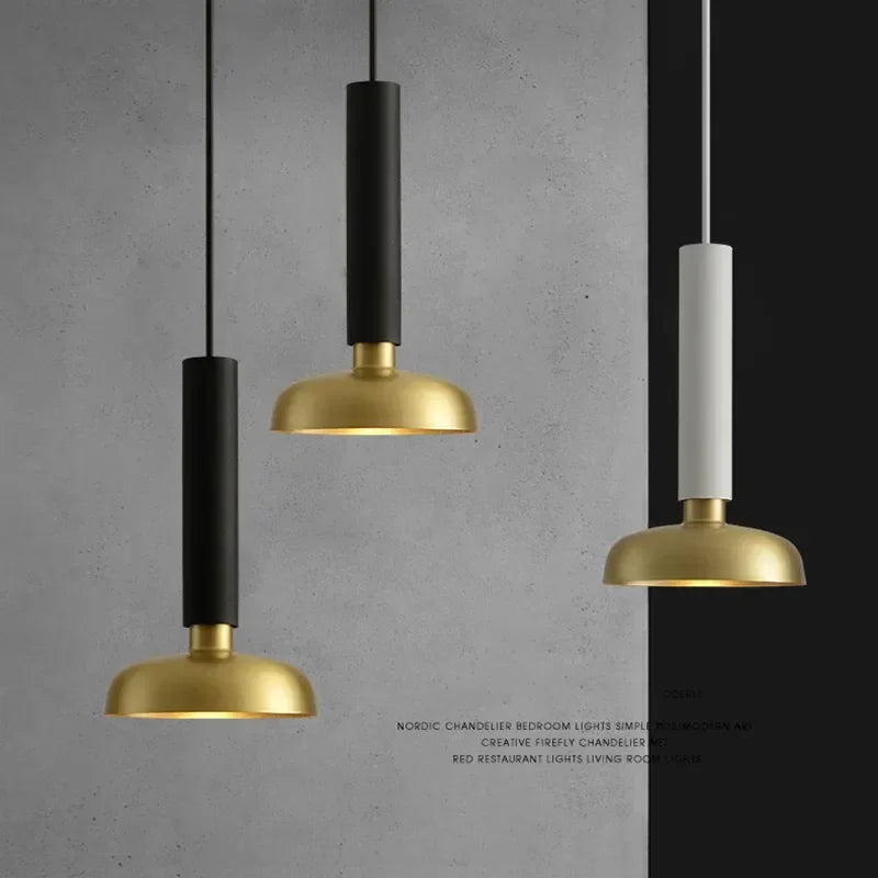 Suspension LED Moderne Créative tube et abat-jour Laiton