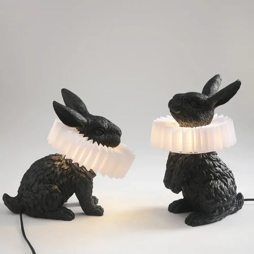 lampe de table créative en résine avec écharpe de lapin décorative - vue 7 sur 15
