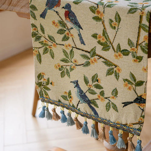 Chemin de table jacquard nordique motif animal pompons - vue 7 sur 6