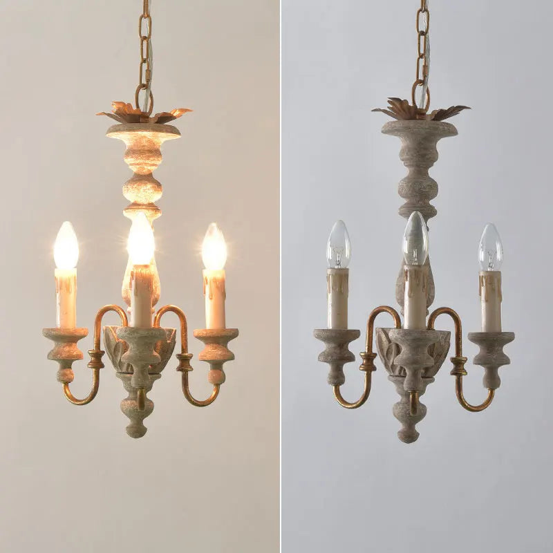 lustre en bois massif style américain rural nordique rétro - vue 4 sur 7