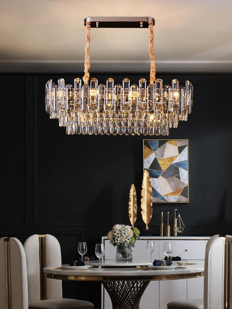 Modern minimalist style K9 crystal LED restaurant chandelier, Nordic designer living room luxury home decoration chandelier - vue 4 sur 11