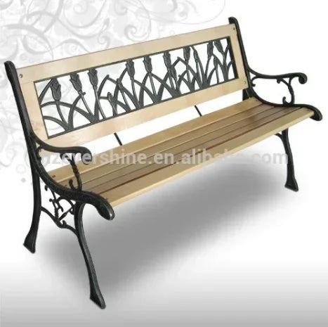 chaises de jardin en fonte et bois vintage pour extérieur - vue 7 sur 7