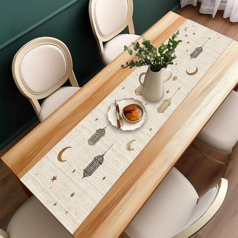 Chemin de table ramadan motifs lanterne lune étoiles