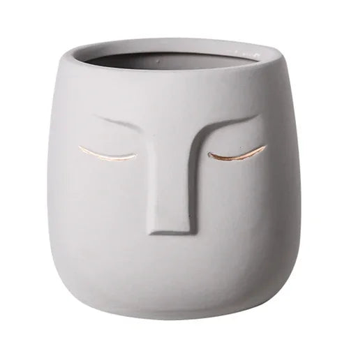 pot de fleurs en céramique visage avatar décoratif pour plantes succulentes - vue 11 sur 16