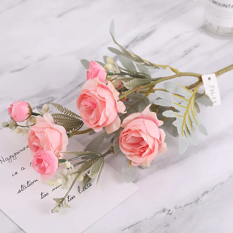 bouquet de roses artificielles en tissu pour déco mariage et maison - vue 3 sur 14