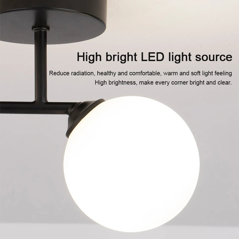 led plafonnier décor intérieur chambre salon couloir boule nordique - vue 6 sur 8