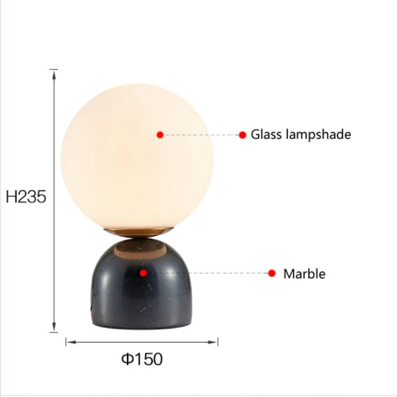 Lampe de table LED en verre et marbre - vue 7 sur 9