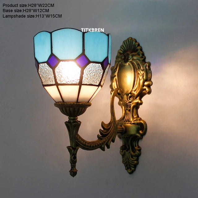 applique murale fleurs turques abat-jour baroque en verre décoratif - vue 12 sur 17