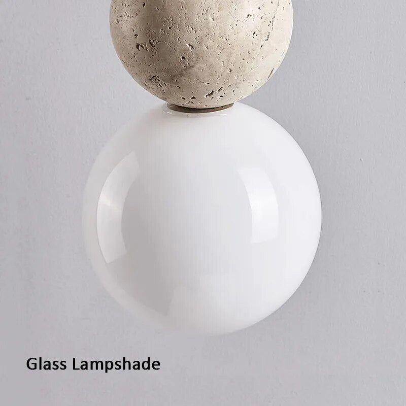 Suspension LED en forme de gourde ronde en tuf jaune Wabi Sabi - vue 6 sur 8