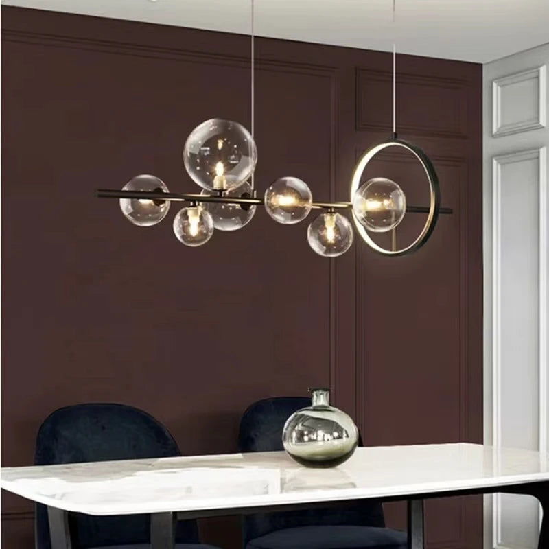 lustre en verre design nordique pour éclairage moderne décoratif - vue 5 sur 16