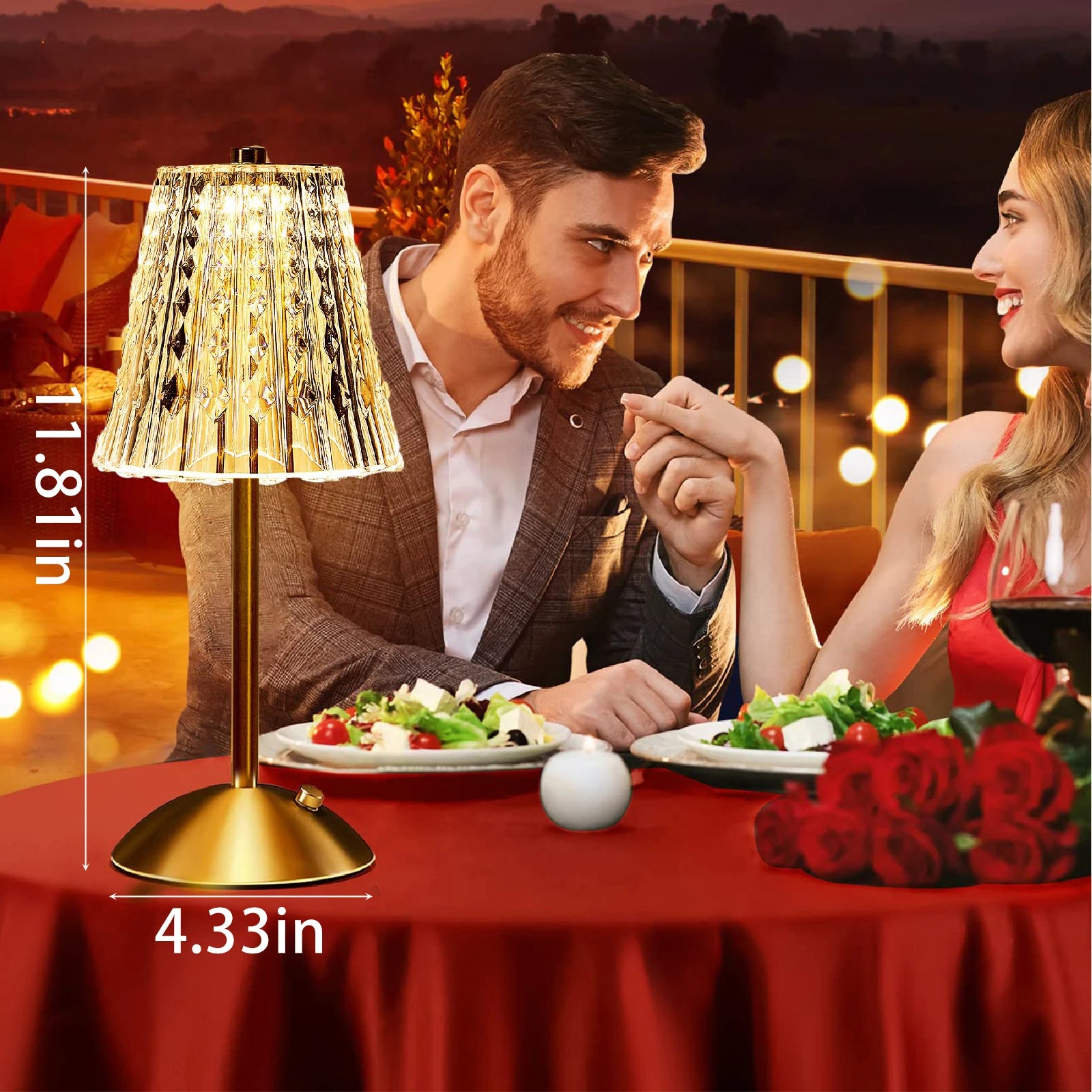 1-4Pcs LED Crystal Table Lamp Touch Sensor Desk Lamp USB Cordless Night Light Restaurant Atmosphere Lamp Bar Cafe Home Decor - vue 3 sur 8